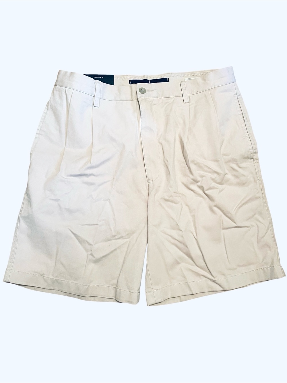 Nautica Men’s Rigger Classic Twill Shorts 34W Khaki Pleated NWT